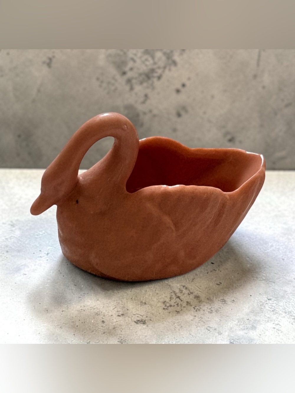 Rare Mid-Century Lenox Blush Pink Ceramic Swan Figurine Vintage Coral Porcelain